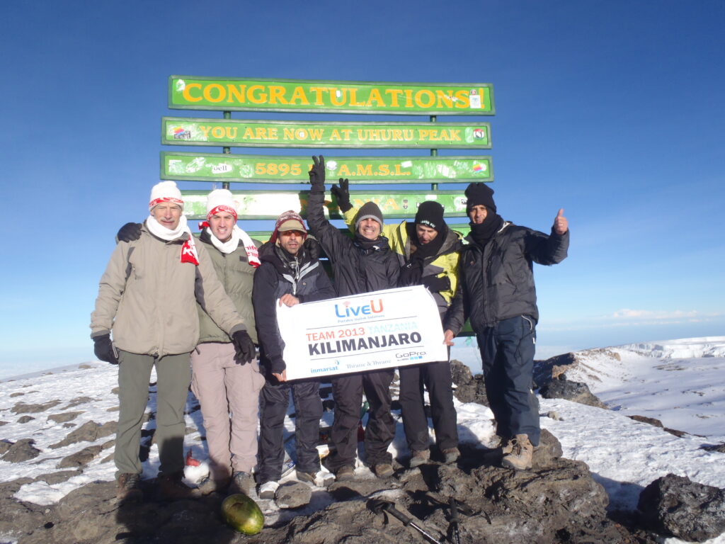 LiveU team at the summit of Mt. Kilimanjaro