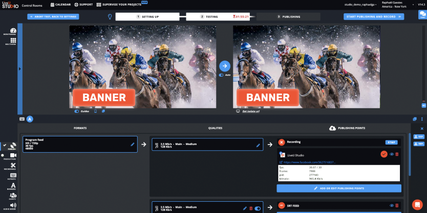 Different banner types in LiveU Studio help you with Live Streaming Monetization Strategies